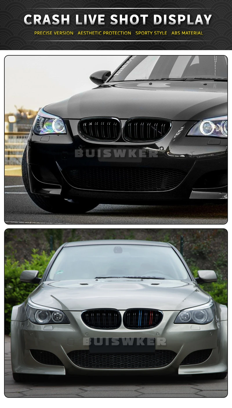 Pair of Glossy Black Kidney Grilles for BMW 5 Series