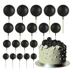 Elegant Gold Mini Ball and Balloon Cake Topper Set - 20 - Piece Decorative Picks (Glitter black)