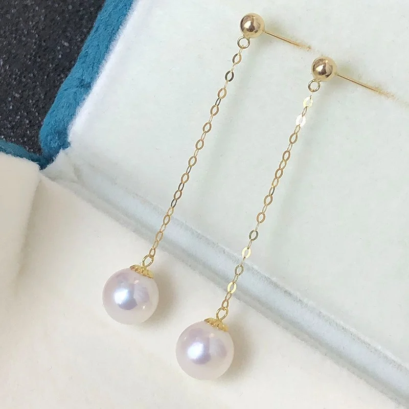 

AB758 Lefei Fashion Classic Luxury Strong Luster 6-9mm Freshwater Round Pearl Earring For Women 925 Silver Party Elegant Jewelry