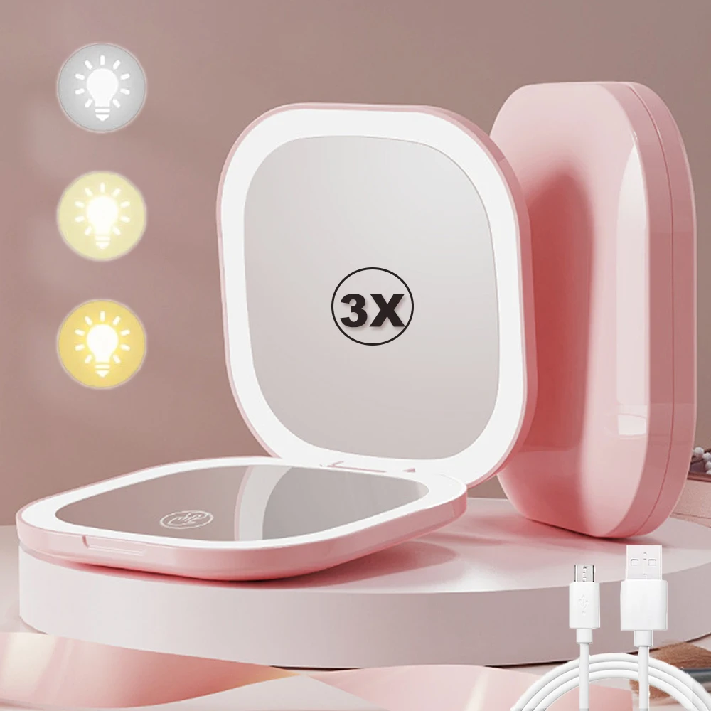 Compact LED Makeup Mirror with Magnification 1
