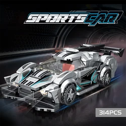 Racing Car Building Blocks Kit - DIY Assembly Brick Toy (Light Grey)