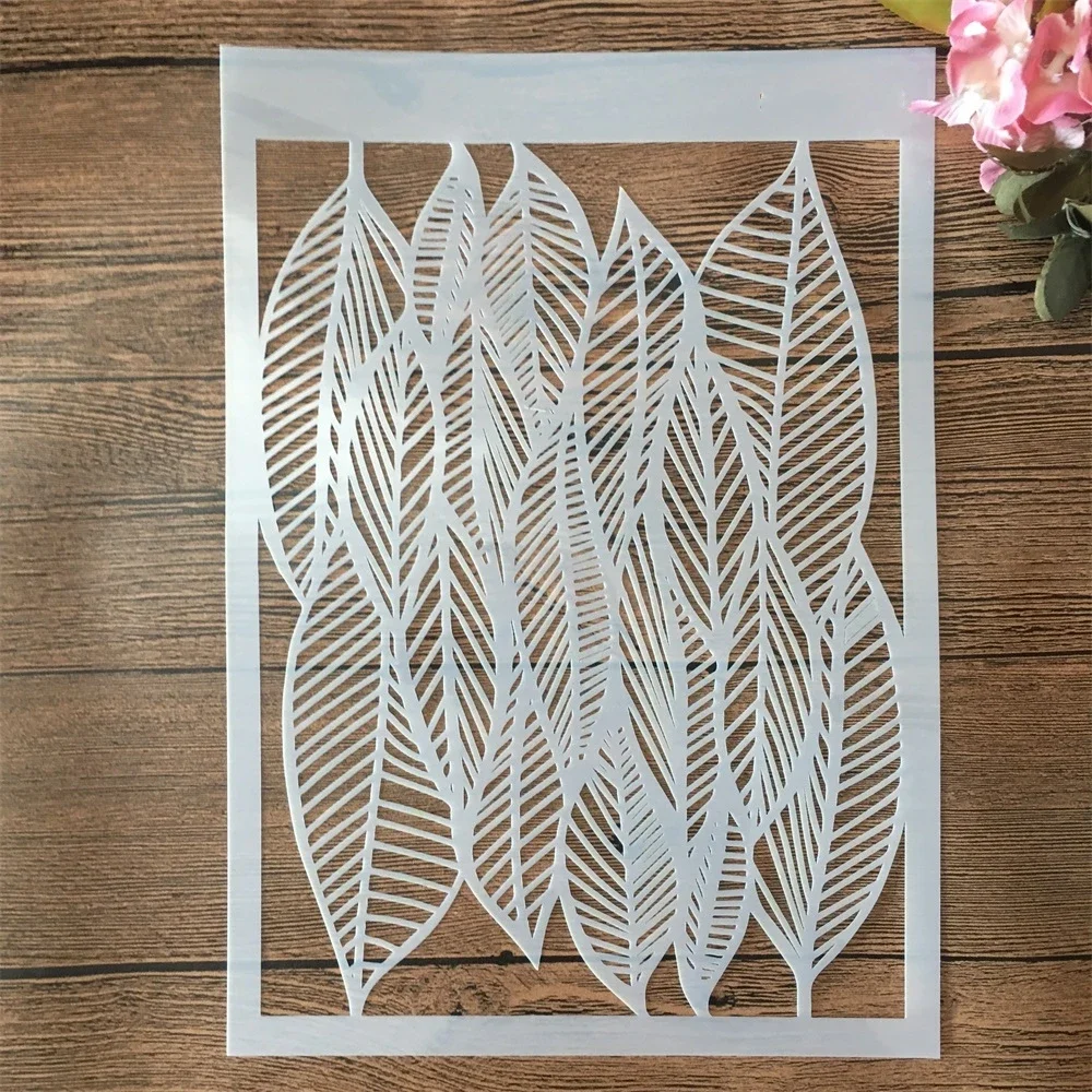 8 개/몫 A4 29cm 중공 메쉬 물결 모양의 잎 DIY 레이어링 스텐실 벽화 스크랩북 색칠 엠보싱 앨범 장식 템플릿