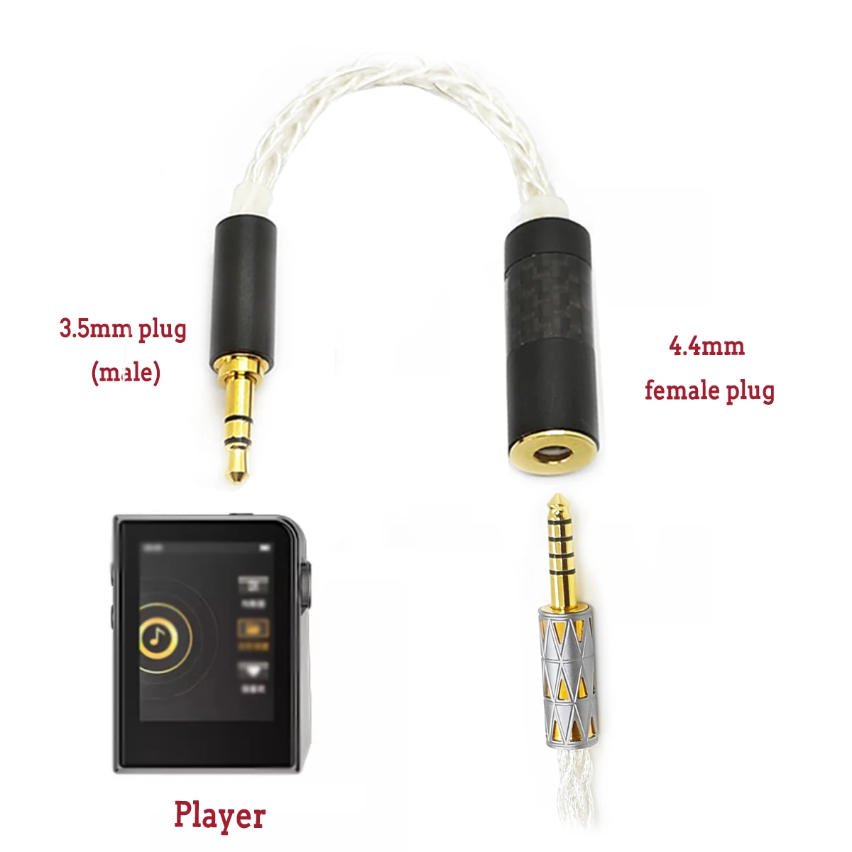 Precision carbon fiber occdy 4.4 female to 3.5mm male 4.4 balanced female to 2.5mm headphone conversion cable