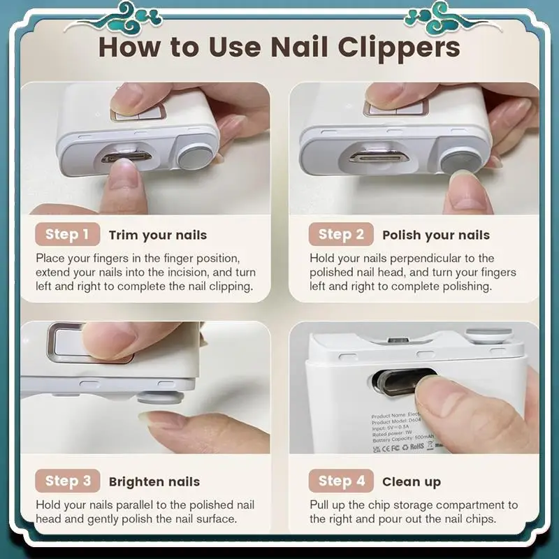 Nail Clipper Suitable For Babies, Children, Adults, And The Elderly, 2-Speed With LED Light