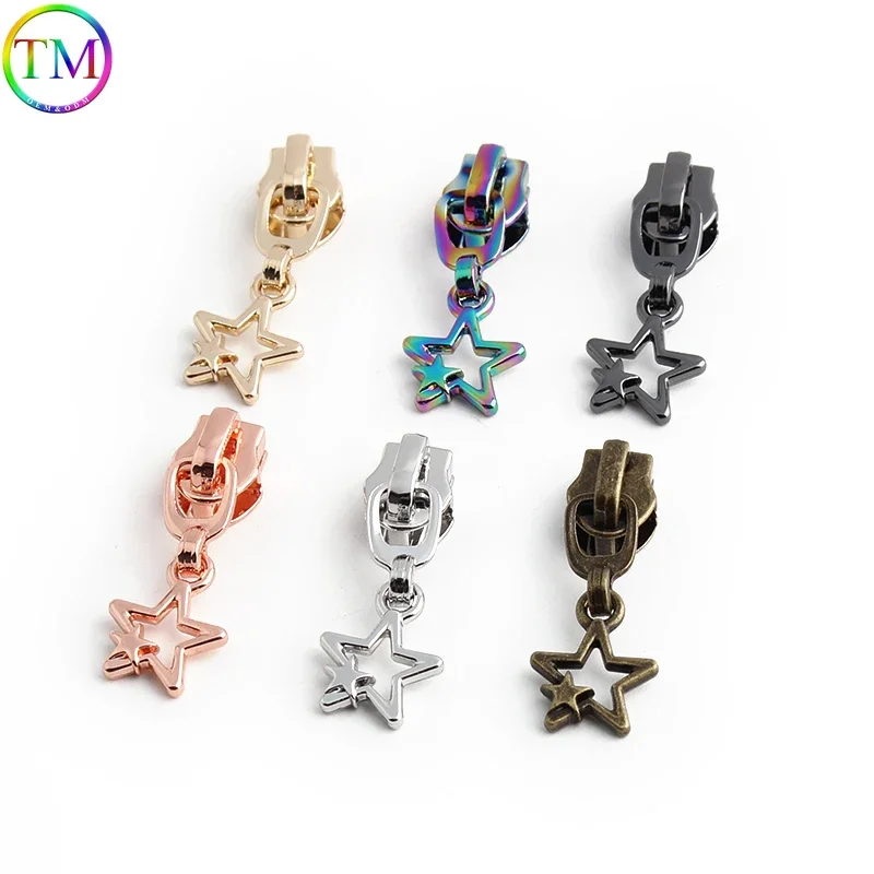 Flower/Star Shape 5# Zippers Sliders For Nylon Zipper Bags Clothes Down Jacket Zip Head Puller Repair Kits DIY Sewing Accessory