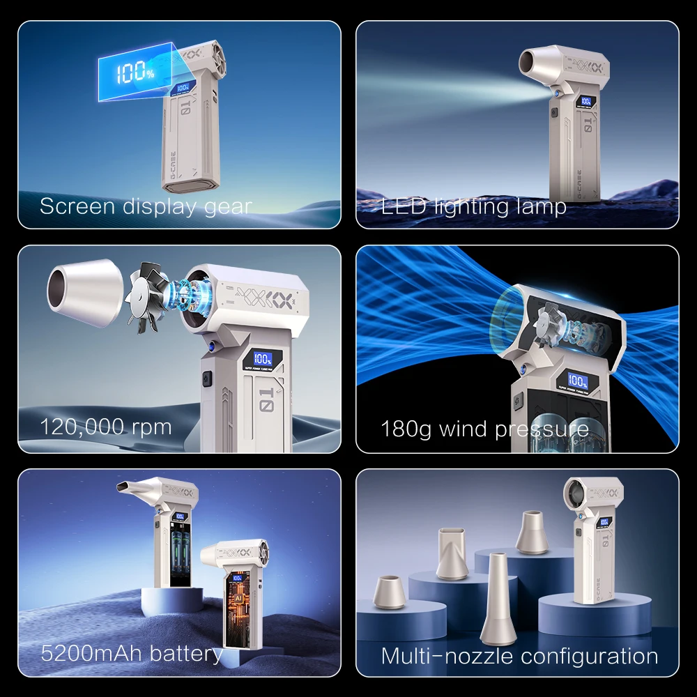 120000RPM Electric Air Turbo Blower Jet Fan Brushless Motor Rechargeable With Type C Portable Dust Cleaner For Keyboard Car