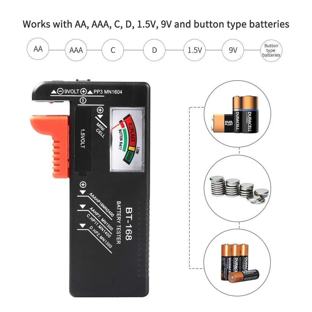 STONEGO Universal Battery Checker Model BT-168/BT-168D/BT-168PRO for AA AAA C D 9V 1.5V 3.7V 18650 Button Cell Batteries
