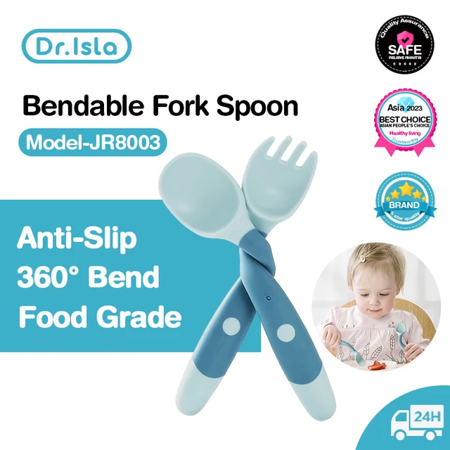 Baby Feeding Spoon And Fork Set Soft Safe Silicone Eating Training Spoon  Encourage Baby Self-feeding - AliExpress