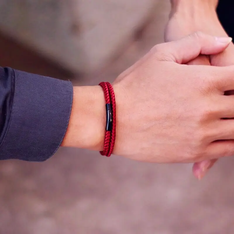 Stainless Steel Macrame Cord Bracelet for Men