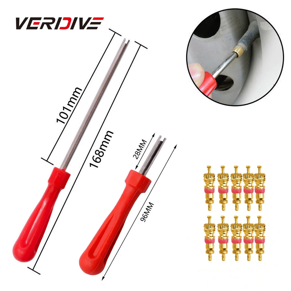 Tire Valve Core Removal Tools Wrench Plastic Handle Iron Plated Wrench