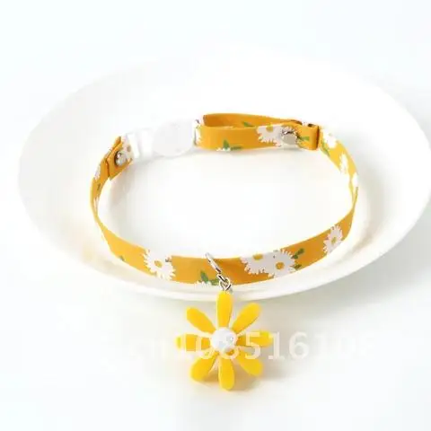 

Pets Cats Adjustable Collars Daisy Flower Pattern With Hollow Bell For Cats Kitten Lead Leash Home Pet Supplies
