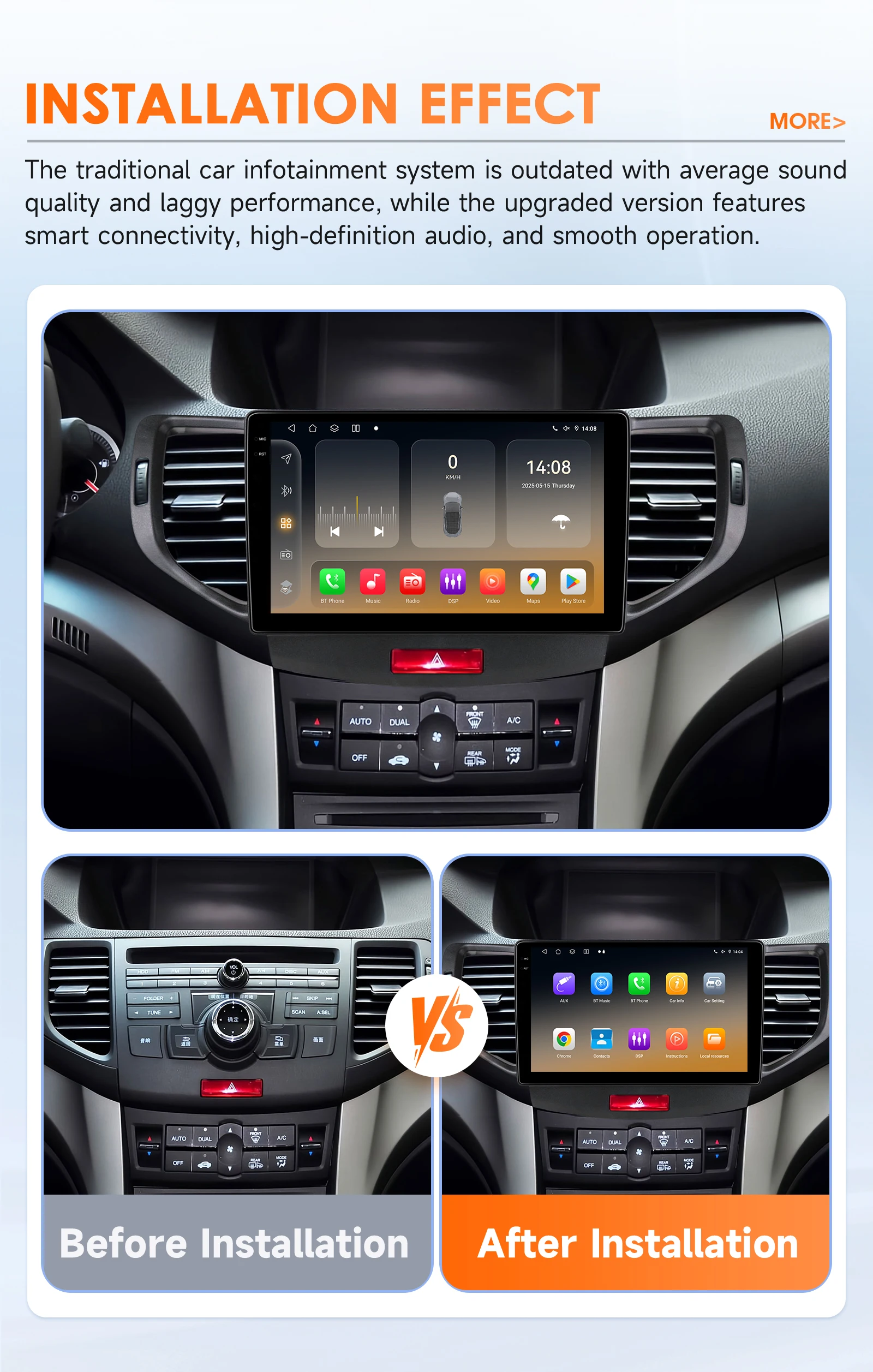Hizpo 9 "Android 14 Autoradio Für Honda Accord 8 2008-2012 Für Acura TSX AI CarPlay GPS DSP 4G BT5.4 Von Qualcomm Snapdragon6115 – Detail 4
