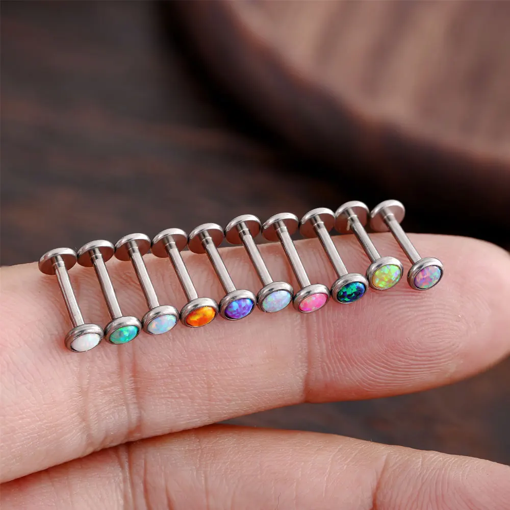 G23 Titanium Push in Nose Piercing Colorful Opal Stone Earrings Sexy Lip Stud Labret Ear Tragus Cartilage Studs Women's Jewelry piercing jewelry nose studs body piercing earrings ear piercing jewelry ear studs body piercing jewelry body jewelry