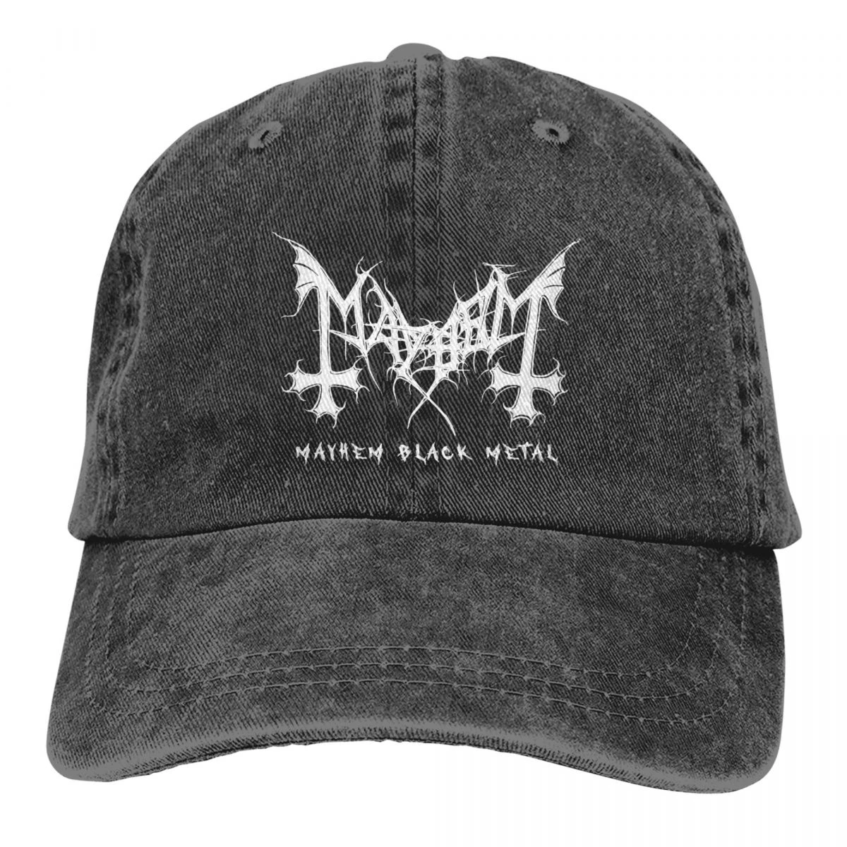 Mayhem Black Metal Band Accessories Men Women Baseball Caps Distressed Denim Caps Hat Retro