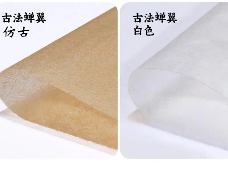 고대 대나무 펄프 수제 쌀 종이 매미 날개 식생 염색 레트로 세미 원시, 러닝 스크립트 필기체 쓰기, 100 개