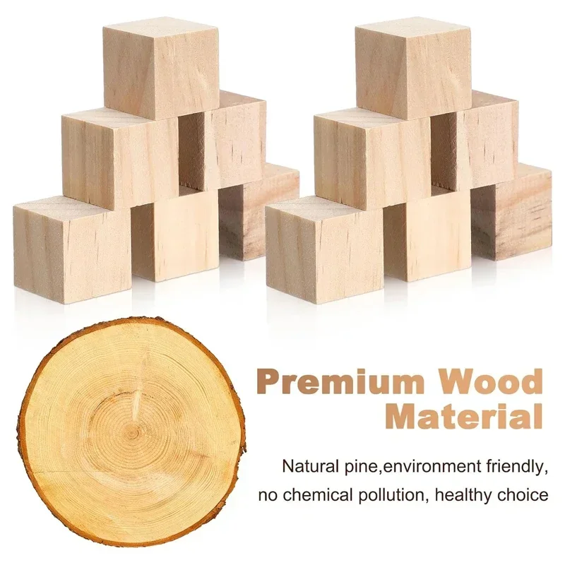 Mini Houten Kubussen 30 Stuks Gladde Houten Kubussen 30 X 30 Mm Natuurlijke Vierkante Kubussen Ruwe Grenen Vierkante Blokken