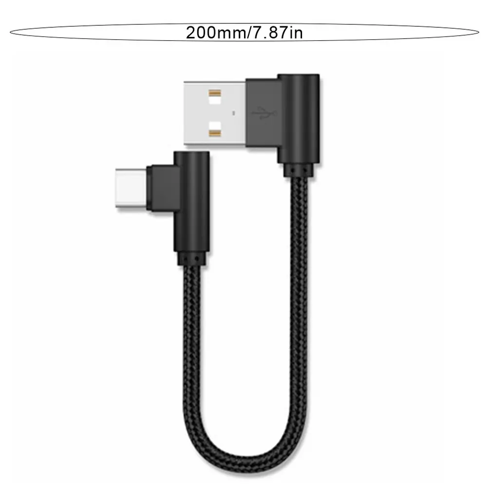 25cm Short Line Fast Charging USB Phone Data Cable Double Bend Game Cable Micro V8 Type-C i12 Interface For All Smartphones