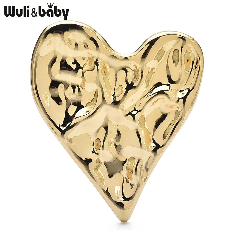 Wuli & baby – grandes broches en forme de cœur en acier inoxydable pour femmes, 2 couleurs assorties avec tout, pour fête d'amour, bureau, cadeaux