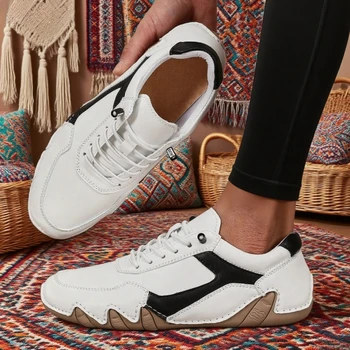 المرأة حجم كبير الأحذية العارية اليدوية الجلود لينة وحيد مريح متعدد الاستخدامات للأعمال المشي أحذية التنقل الرجال متعطل 3