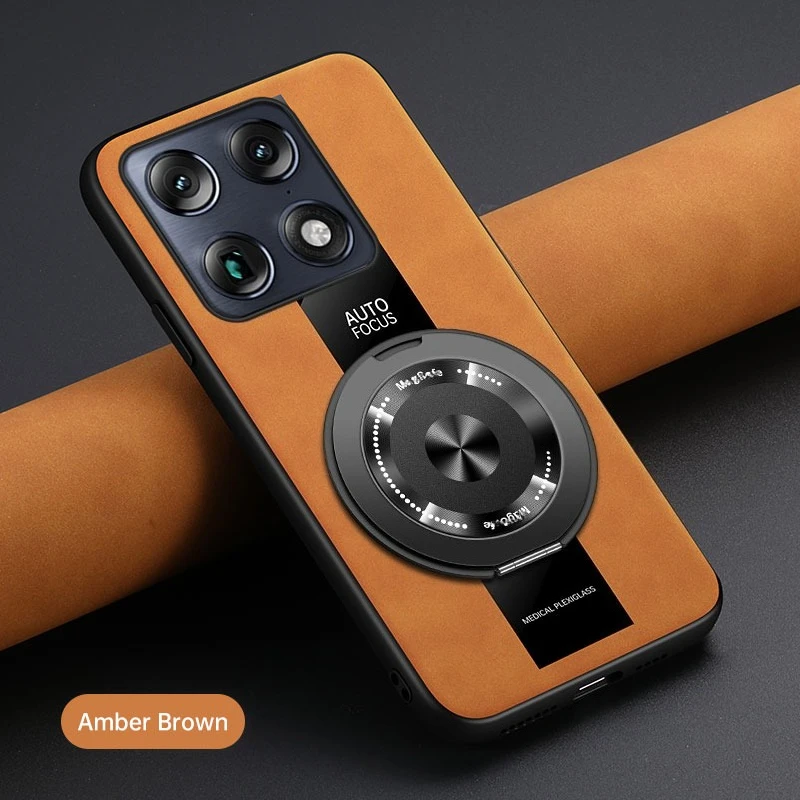 Luxury Leather Magnetic Stand Case for Smartphones - Skin-Friendly U-Shaped Cover