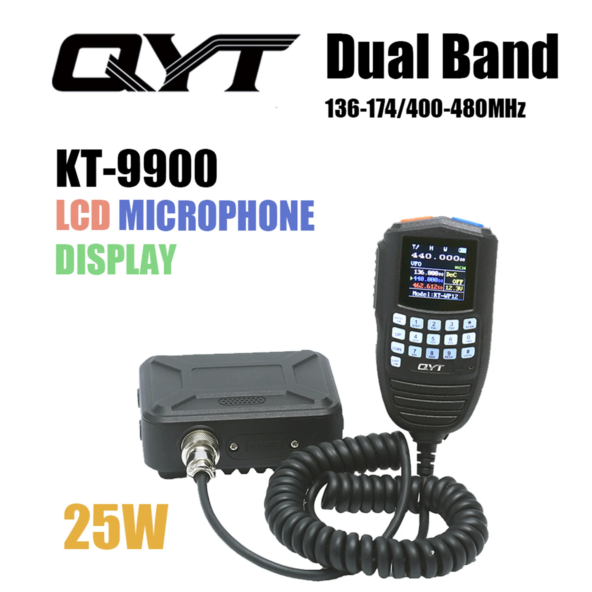 QYT KT-9900 Dual Band Mobile Radio 25W Amateur Mini Two Way Radio LCD  Display Microphone Transceiver AliExpress