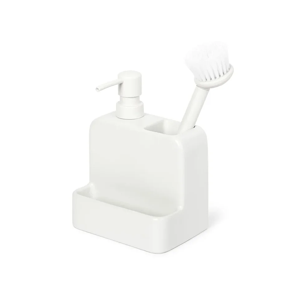 Ceramic Liquid Soap Pump with Brush Caddy