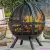 35 Inch Wood Burning Fire Pit with BBQ Grill, Heavy Duty Fire Pits Ball for Outside with Spark Screen & Removable Ash Pan 1