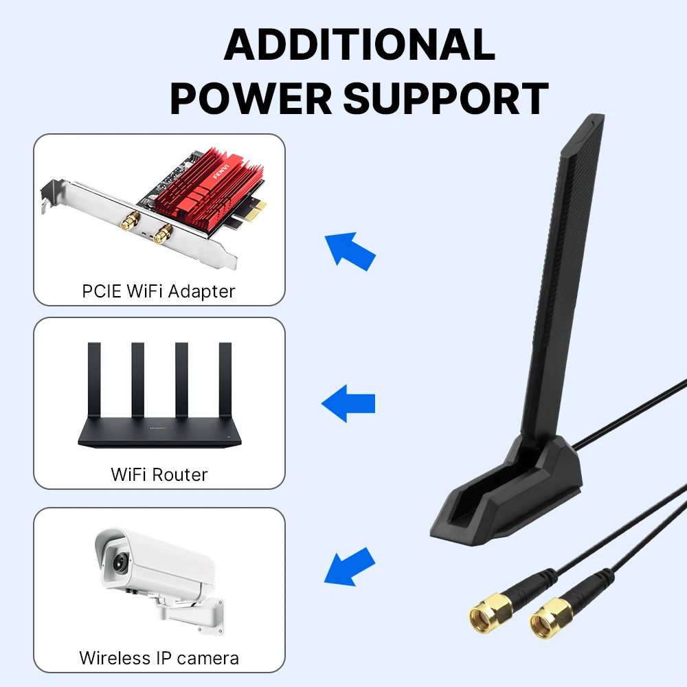 외부 접이식 WiFi 안테나 WiFi 6E 2.4G/5G/6G 12DBi PCIE 어댑터용 자기 고이득 신호 수신기