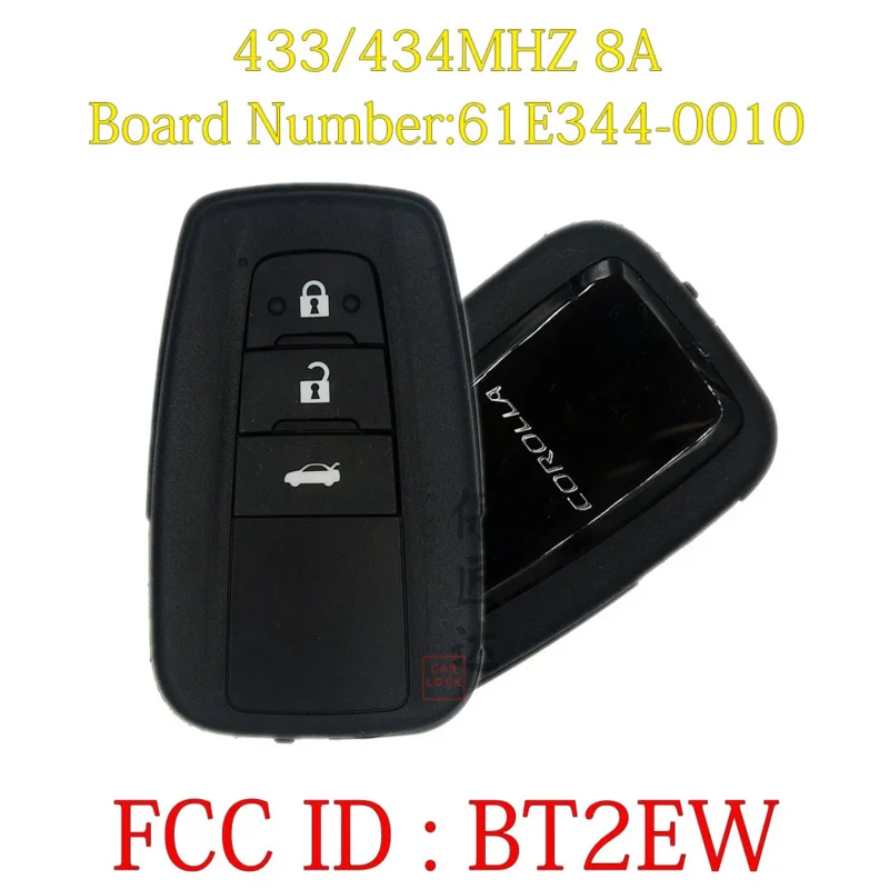 

BaoJiangDa car Smart Key 3 Button Smart Key For Toyota Corolla Remote 8A Chip TMS 37200 433Mhz Model BT2EW 61E344-0010