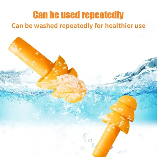Silicone Corded Ear Plug Protector Anti Lost Reusable Hearing Protection Noise Reduction Safe Swimming Work Earplugs With Rope - Image 5