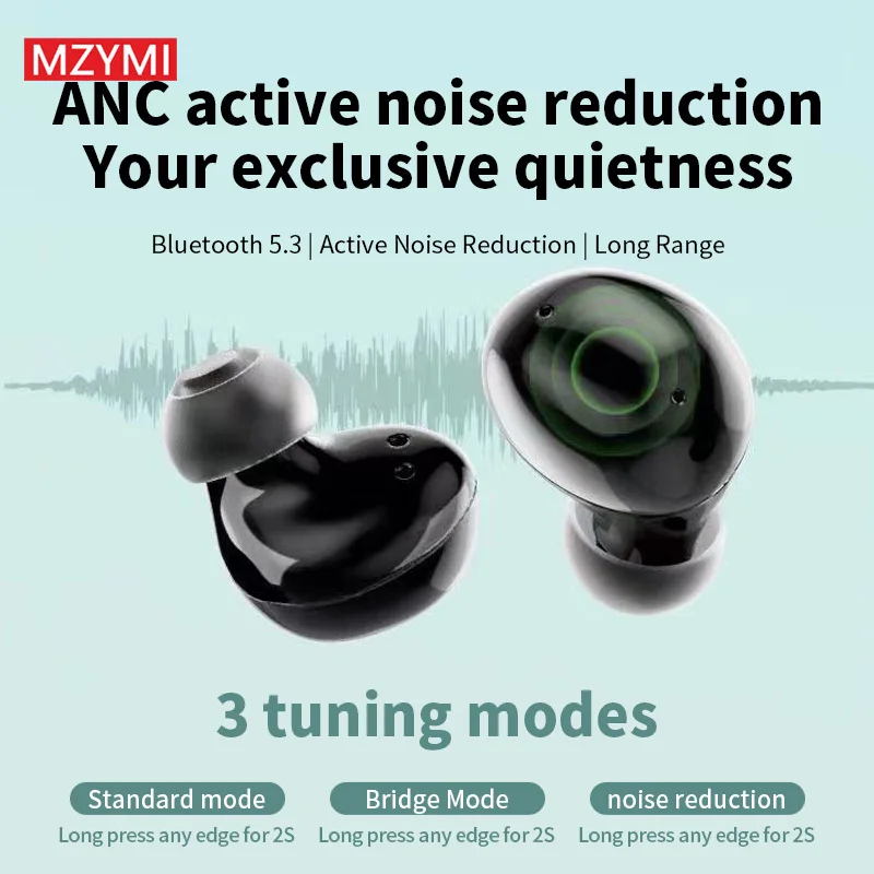 MZYMI ANC Wireless Bluetooth Sports Earbuds
