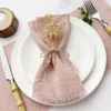50pcs 32x32cm sage green Gauze Cotton NapkinReusable Tea Towel Wedding Party Christmas Table Decor Retro Burrs napkin Wholesale 4