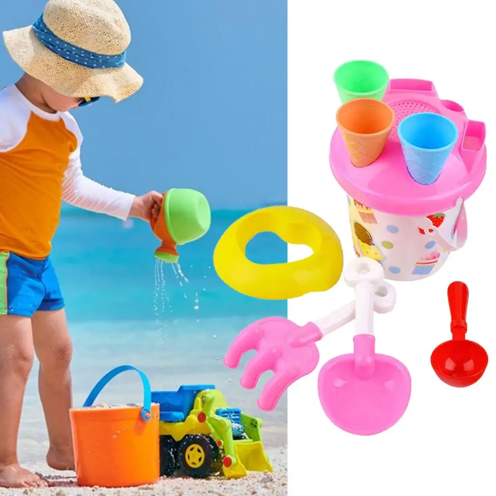 

8Pcs/Set Funny Sand Shovel Toys Interactive Sand Digging Tools Ice Cream Shape Sand Toys with Bucket Hands-on Ability