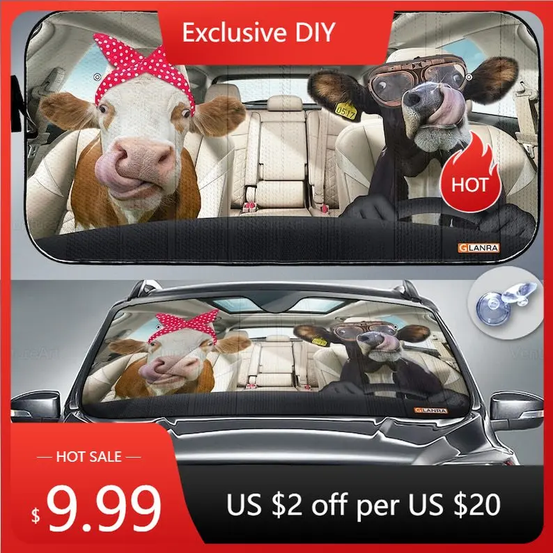 

Cow Car Sunshade, Cow Lover, Heifer Car Sun Shade, Cow Car Decoration, Couple Car Sunshade, Cow Lover Gifts, Gift For Her PHT052