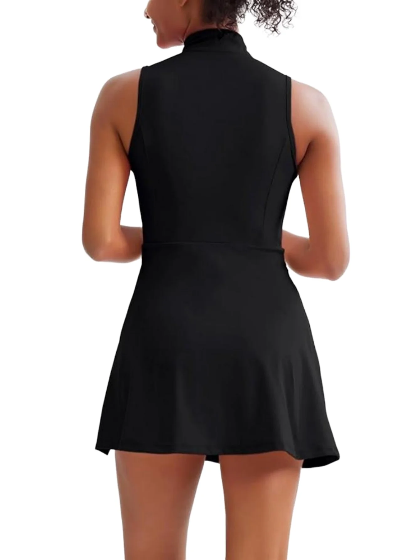 Summer Solstice Women's Tennis Dress,Fashion 2-in-1 Tennis Golf Sports Dress,Polo Collar Design Women's Fitness Dress sleeveless