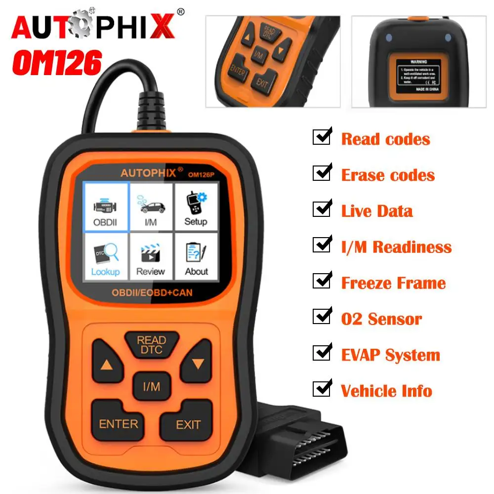 

AUTOPHIX OM126P OBD2 Automotive Scanner Diagnostic Tools Code Reader Check Engine Light for Full OBDII Car After 1996