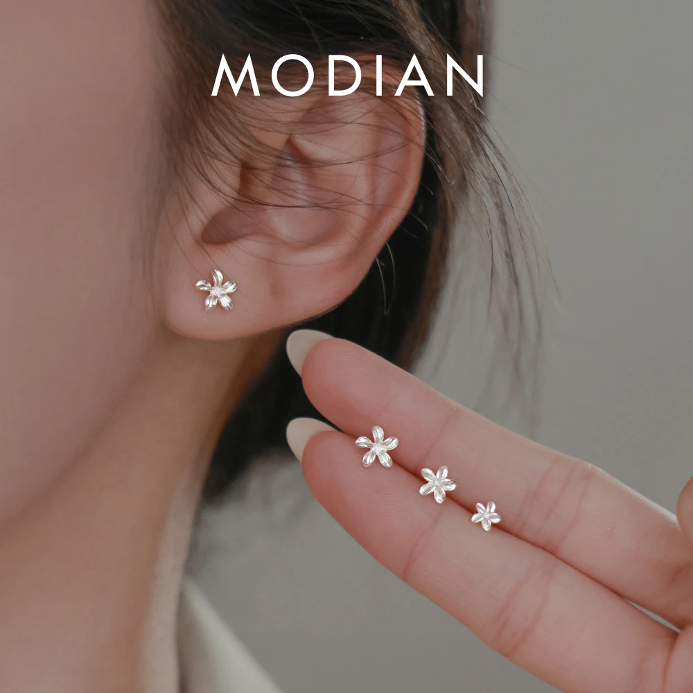 Modian Kleine Nette Blume Exquisite Stud Ohrringe Klassische 925 Sterling Silber Charme Weibliche Schmuck Für Frauen Mode S925 Ohrring