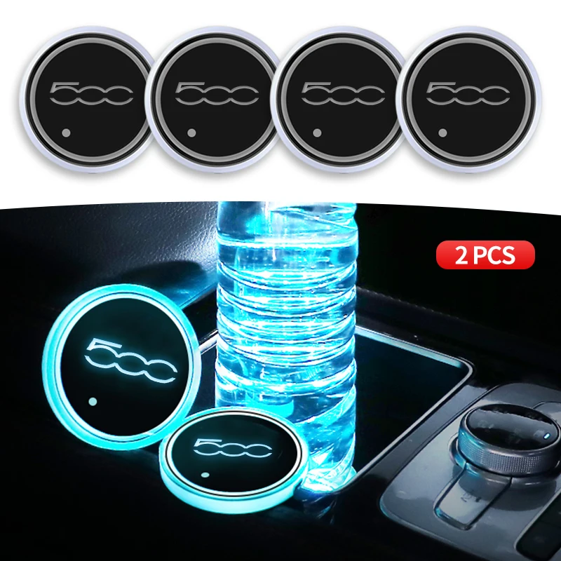 2Pcs Car Led Water Cup Sottobicchiere Luminoso Per Fiat Astra 500 Grande Bravo Punto Panda Ducato Tipo Stilo Freemont Accessori Auto