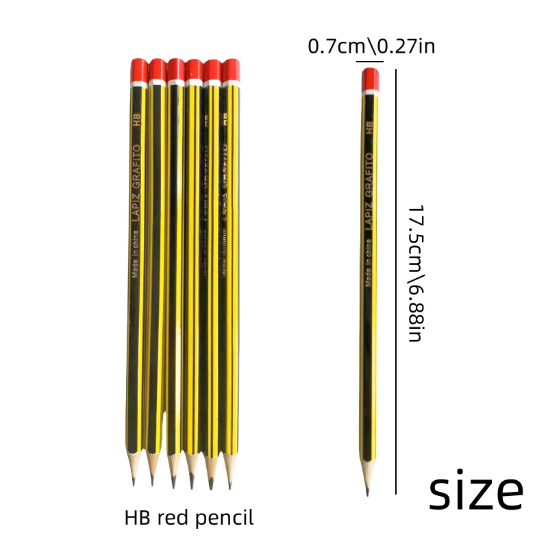 6P yellow black sticky red pencil HB writing drawing pencil 2