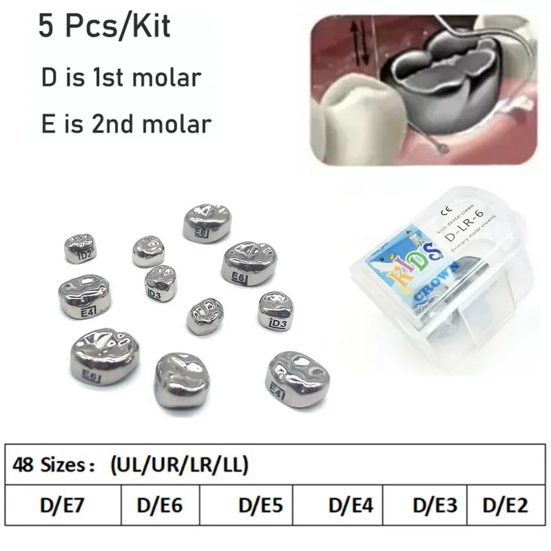 

Dental Teeth Crown Kids Preformed Primary Molar Stainless Steel Temporary Crowns 1st 2nd Upper Lower Teeth Whitening for Sale