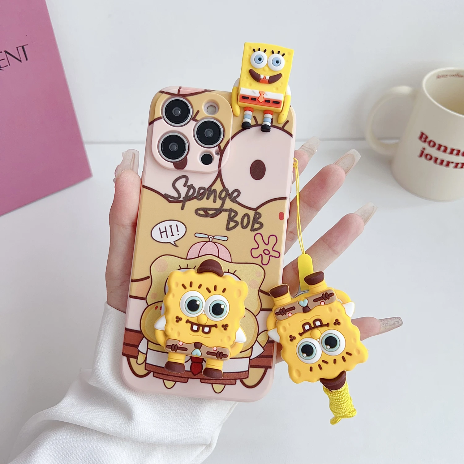 Kawaii 3D Figure Phone Case with Holder and Rope
