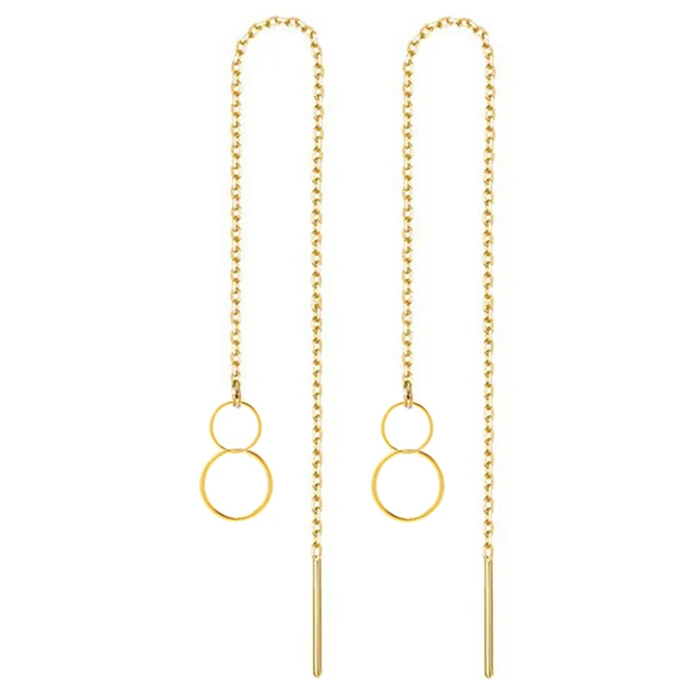 MinaMaMa acier inoxydable longue chaîne mince gland boule étoile papillon goutte boucle d'oreille pour femme enfileur boucles d'oreilles bijoux de mode