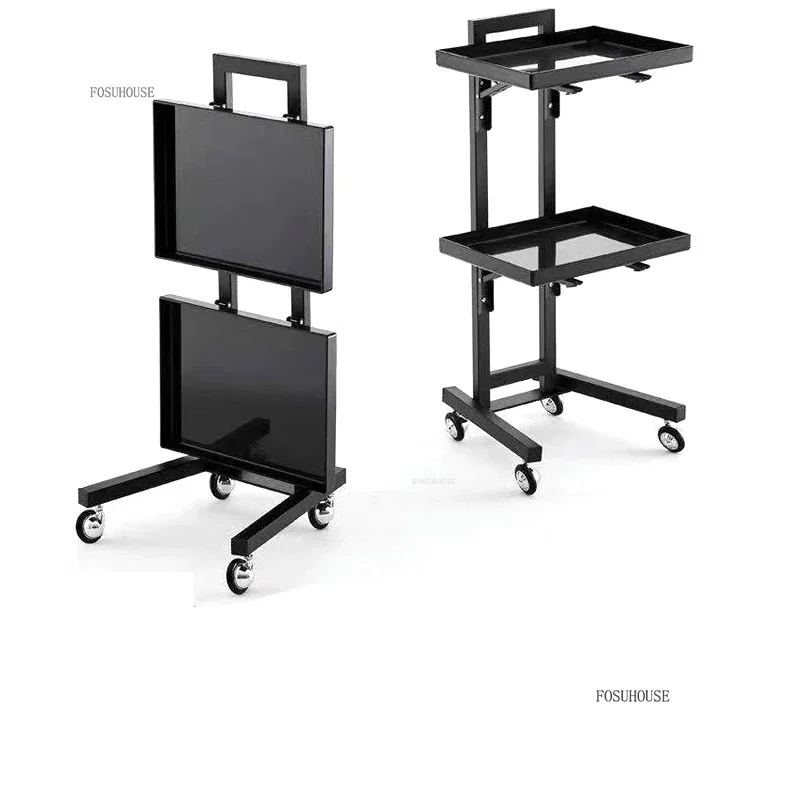 Multi Layer Storage Trolley Stainless Steel Mobile Tool Cart For Salon Furniture Beauty Salon Perm Dyeing Trolley Barber Shop Luxury Folding Trolleys