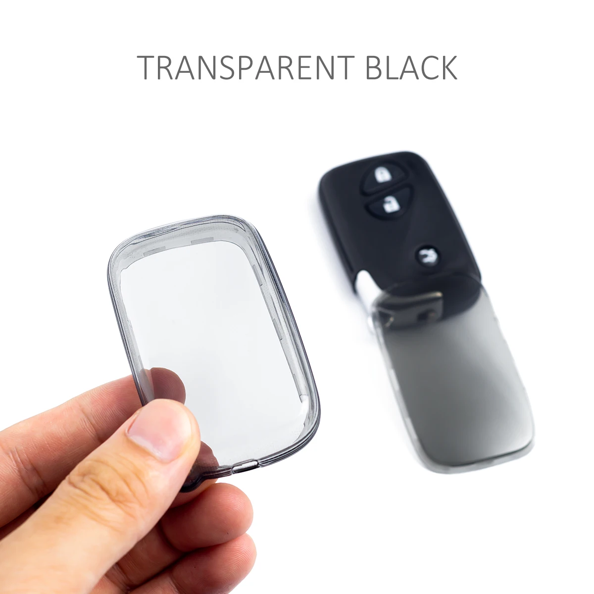 Sleek Black Transparent Car Key Fob Case with Keychain