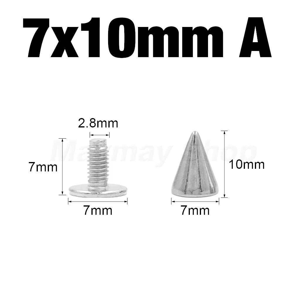 Metal Silver Bullet Spikes Rivets for Punk Rock Fashion and Leather Craft Accessories