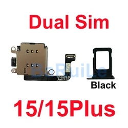 Dual Sim Card Reader Flex Cable with Nano Connector Holder Adapter (15 15Plus Black)