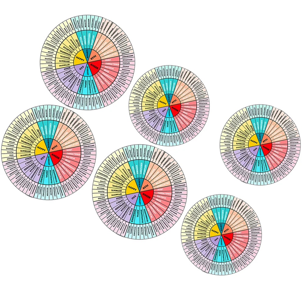

6pcs DIY Hand Account Feelings Wheel Sticker Unique Emotions Wheel Decal Emotion Chart Sticker