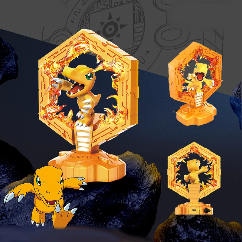 

Digimon Adventure Agumon Gabumon Cartoon Bedside Lamp in Shelf Anime Figures Night Lamp Kawaii Light Desktop Decoration Gifts