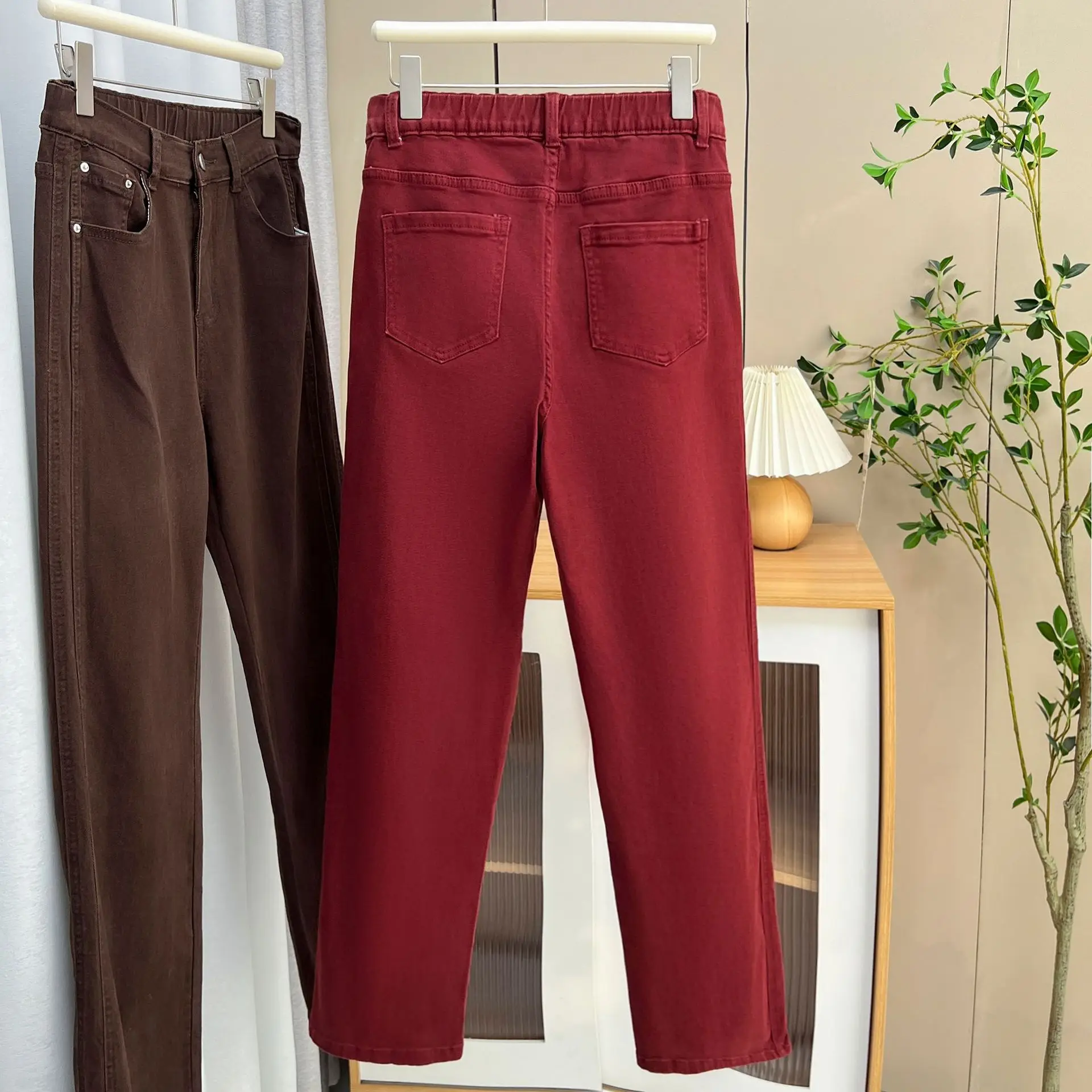 Plus Size Women Cigarette Pants Autumn/Winter New Loose High Waist Stretched Straight Leg Casual Long Trousers 8921