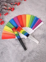 1PC Fashion Simple Personalized Rainbow Folding Fan Dance Filming Props Crafts Compact and Portable Ideal for Gifts 2